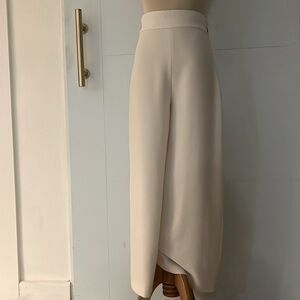 ZARA High Waist Wide Leg Cropped Trousers in Cream Woman's XS